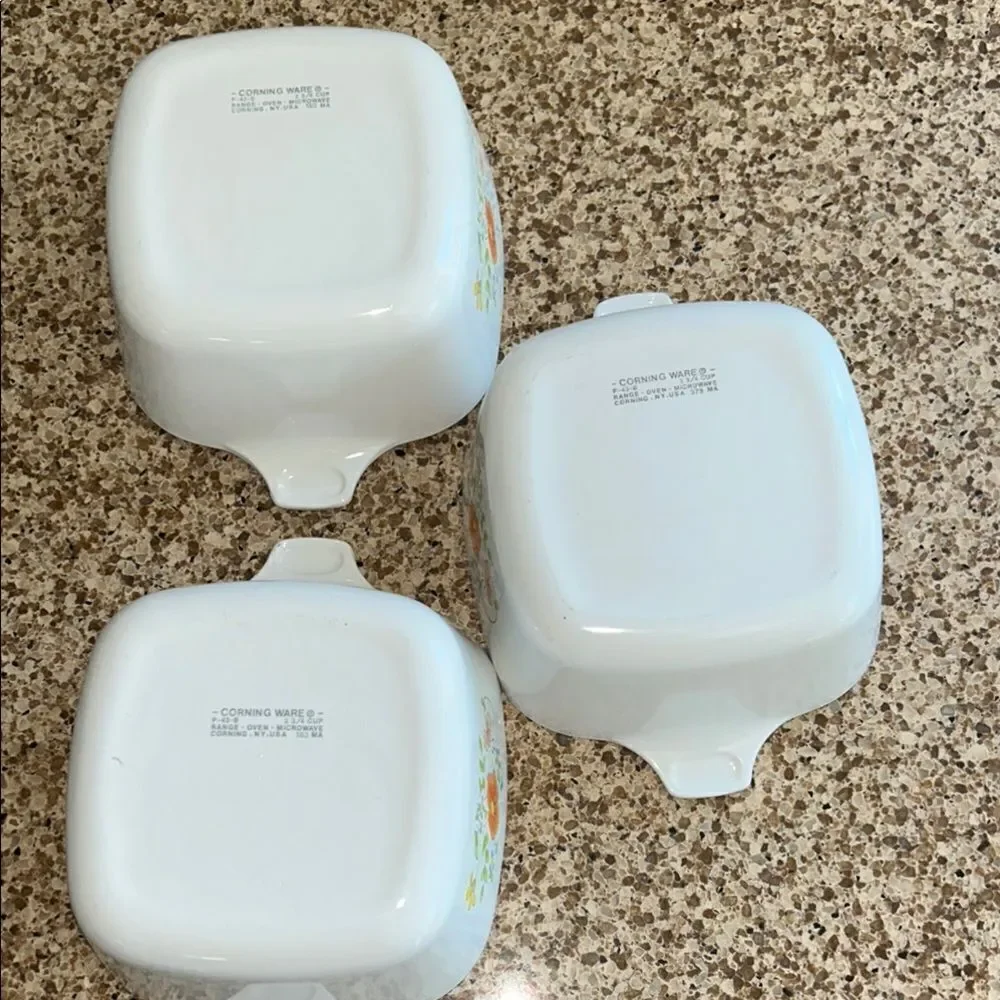 Vintage Corningware Poppy 🌼 Pretty 3 Mini Casserole 🥘 dishes Made in 🇺🇸